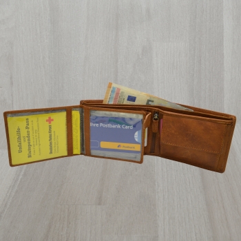 Voll Leder Geldbörse mit RFID Schutz Folie Motorrad Biker Rocker